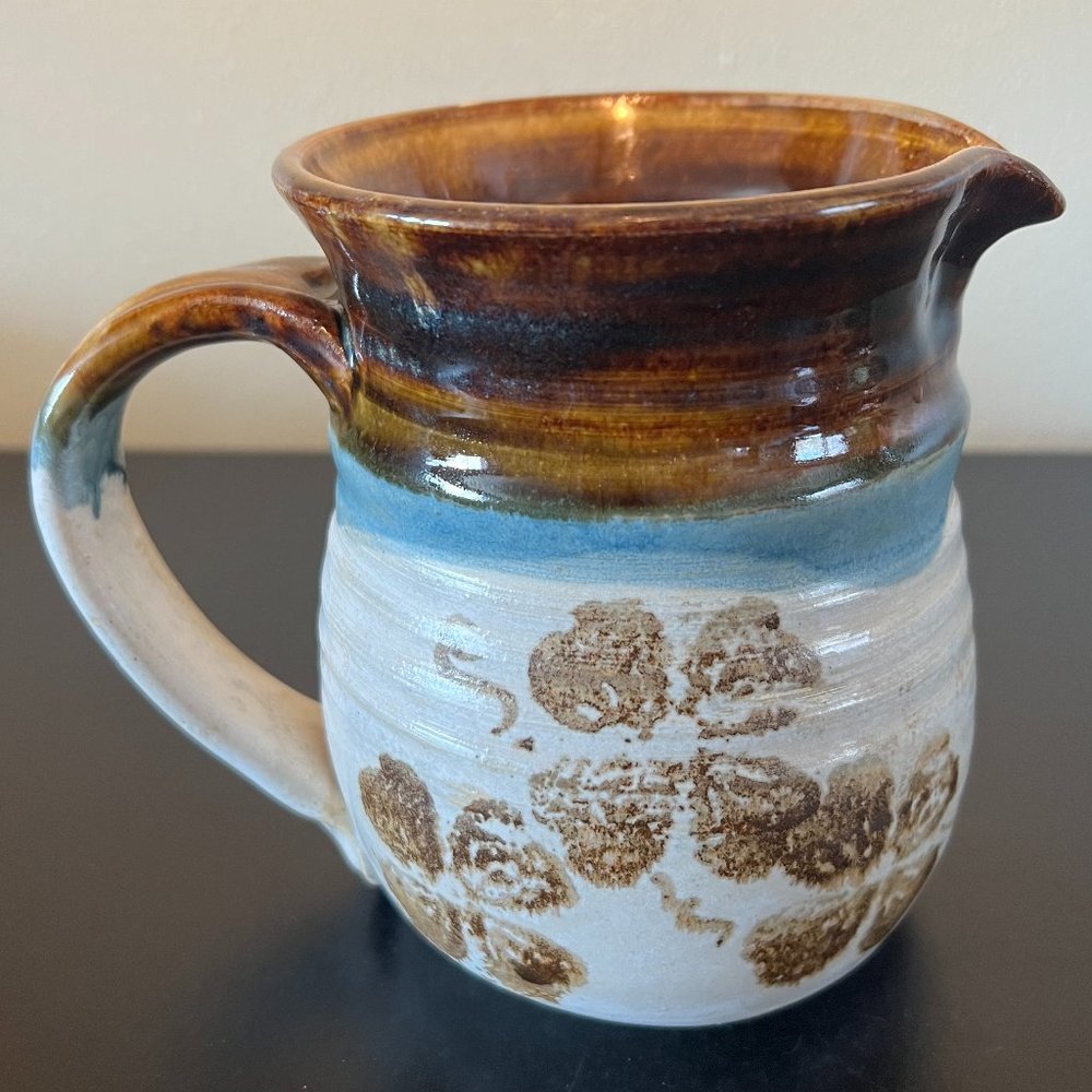 Artist Signed Studio Pottery Pitcher Handcrafted Hand-Thrown Hand Painted Vase